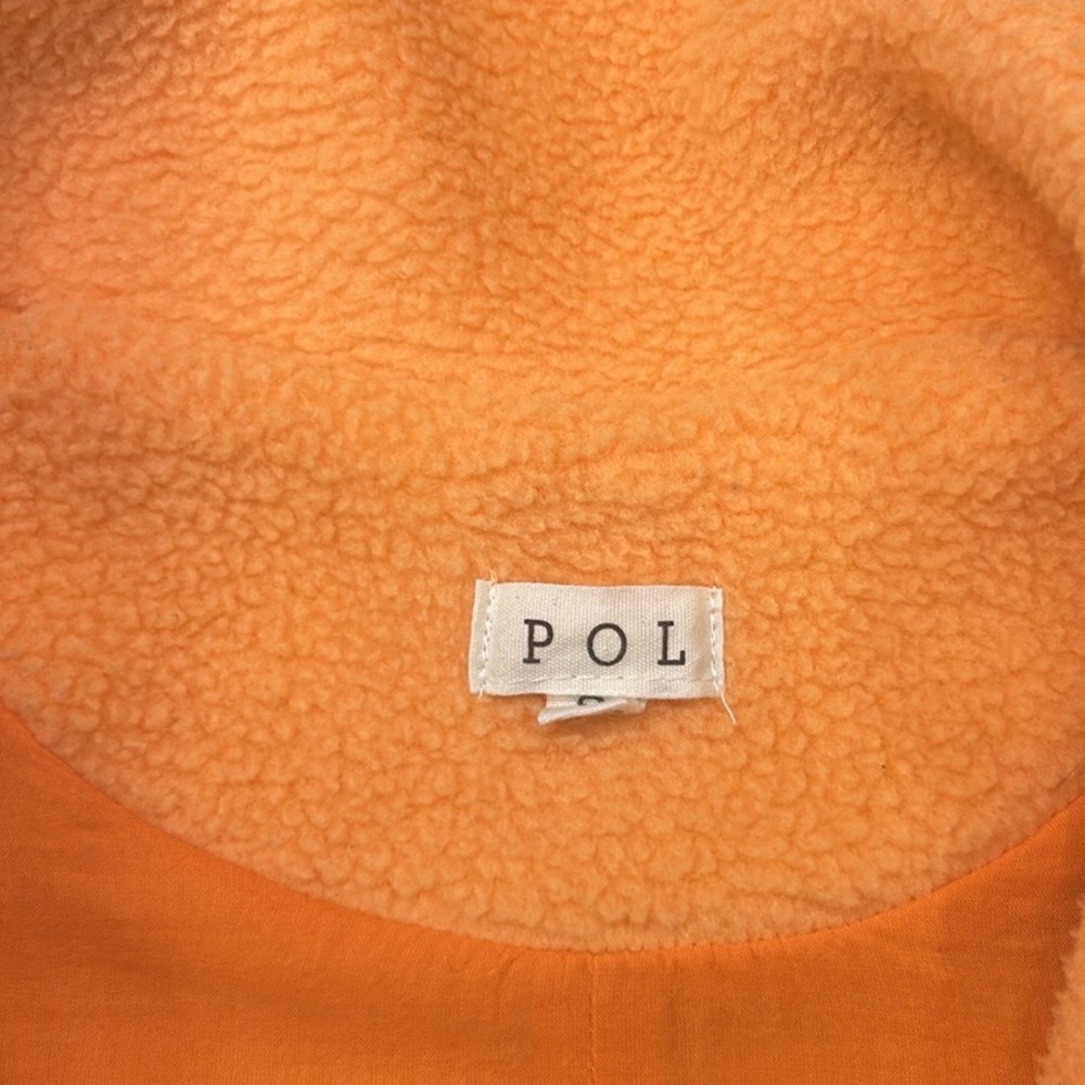 POL Snap Button Fuzzy Sherpa Long Sleeve Jacket Orange Women’s Size Small - Picture 3 of 8